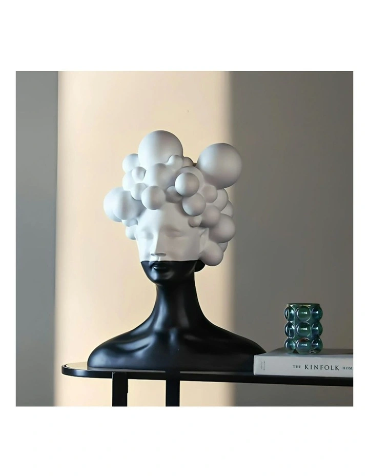 Bubble Head Sculpture 30cm in Black and White image 4