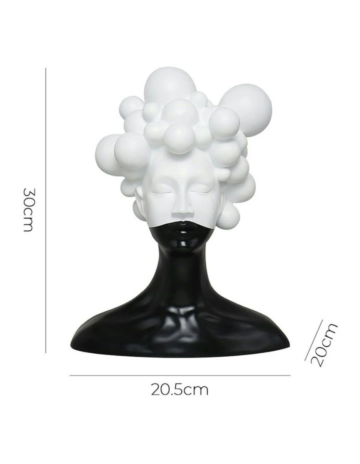 Bubble Head Sculpture 30cm in Black and White image 5