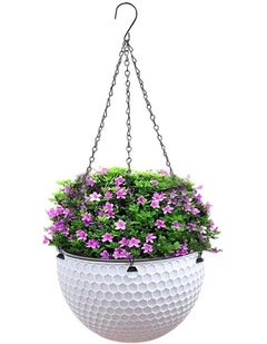 Large Hanging Resin Flower Pot in White