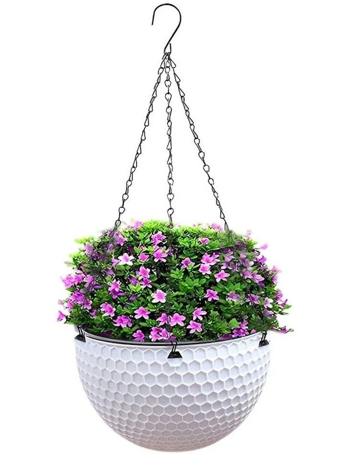 Large Hanging Resin Flower Pot in White image 1