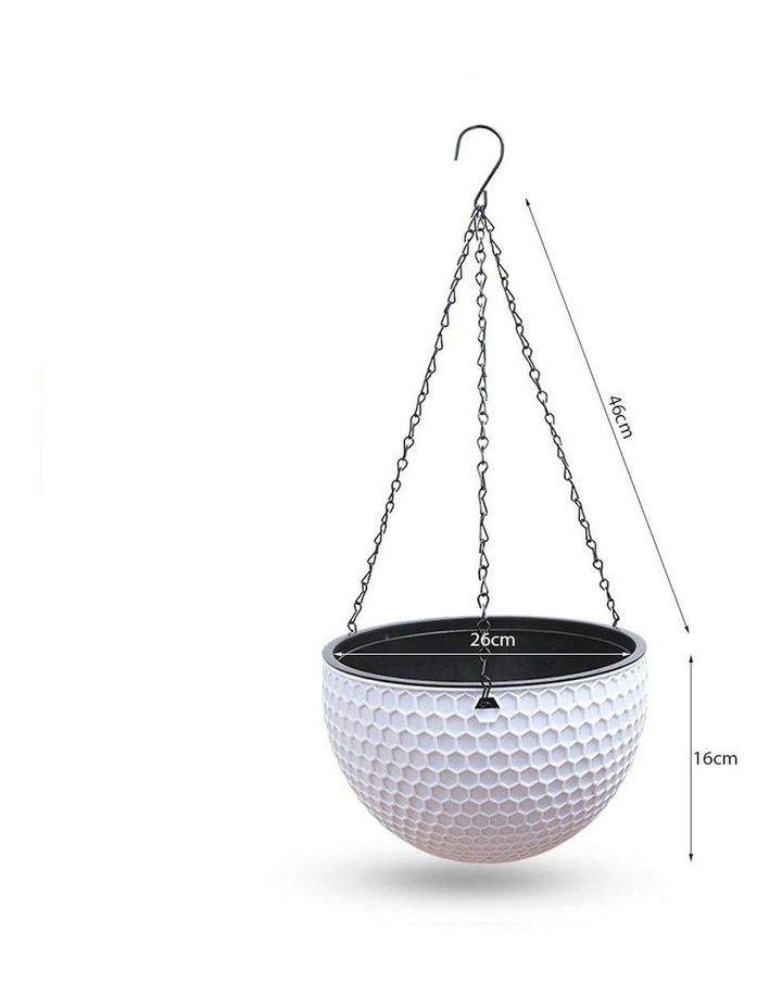 Large Hanging Resin Flower Pot in White image 5