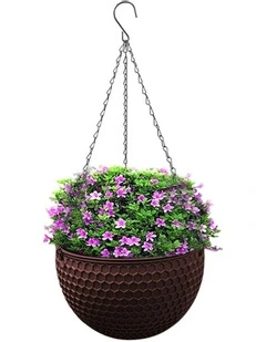 Large Hanging Resin Flower Pot in Coffee