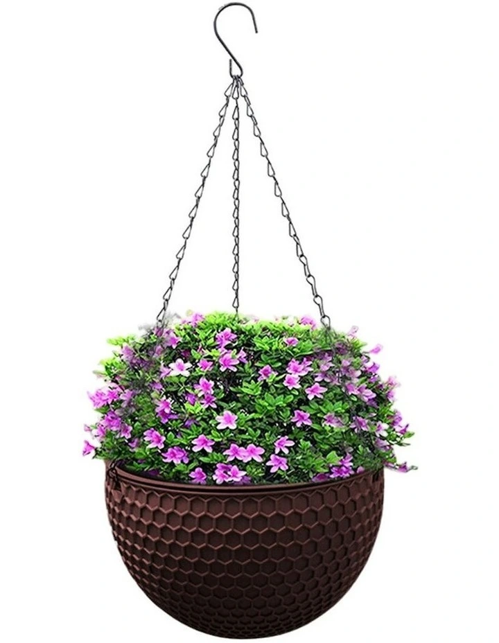 Large Hanging Resin Flower Pot in Coffee image 1
