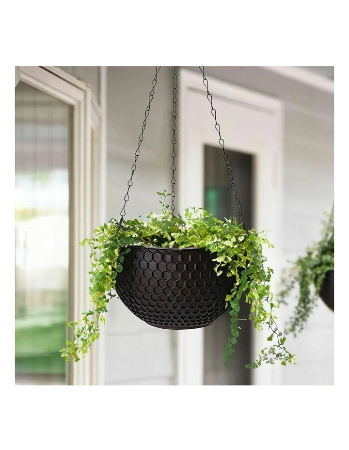 Large Hanging Resin Flower Pot in Coffee image 2