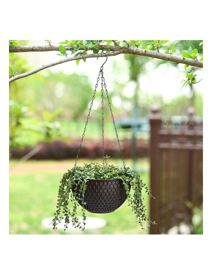 Large Hanging Resin Flower Pot in Coffee image 3
