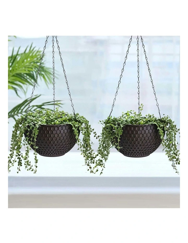 Large Hanging Resin Flower Pot in Coffee image 4