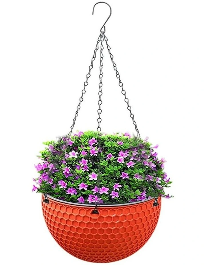 Large Hanging Resin Flower Pot in Red image 1