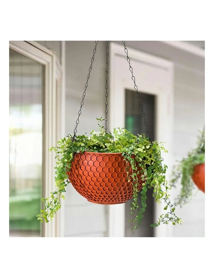 Large Hanging Resin Flower Pot in Red image 2