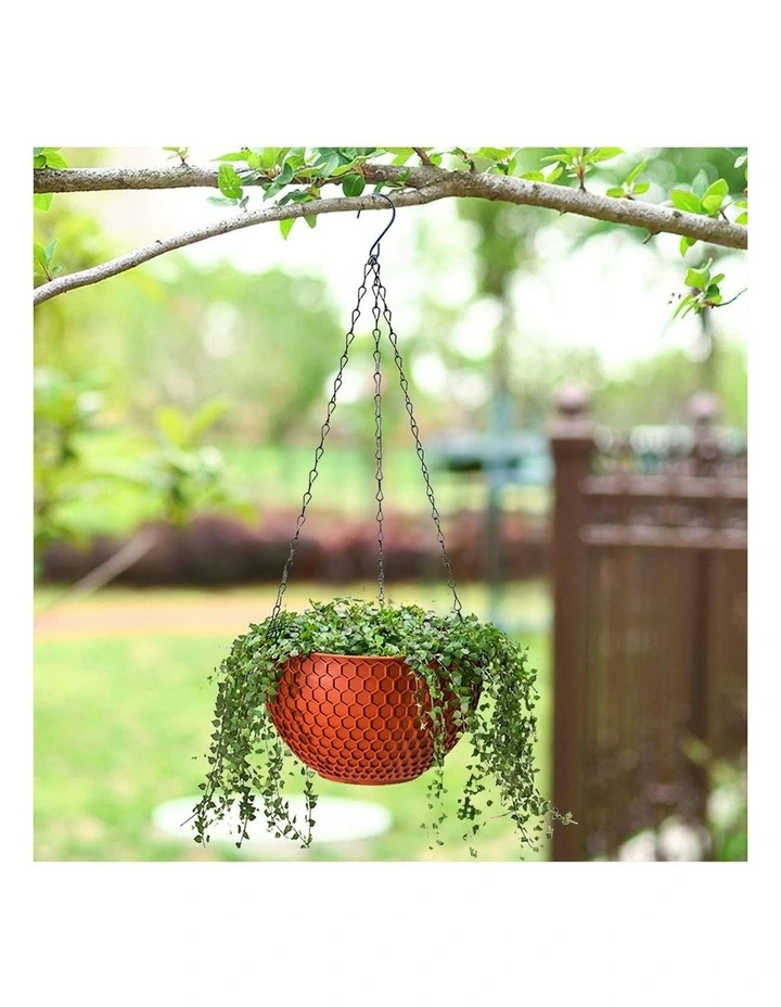 Large Hanging Resin Flower Pot in Red image 3