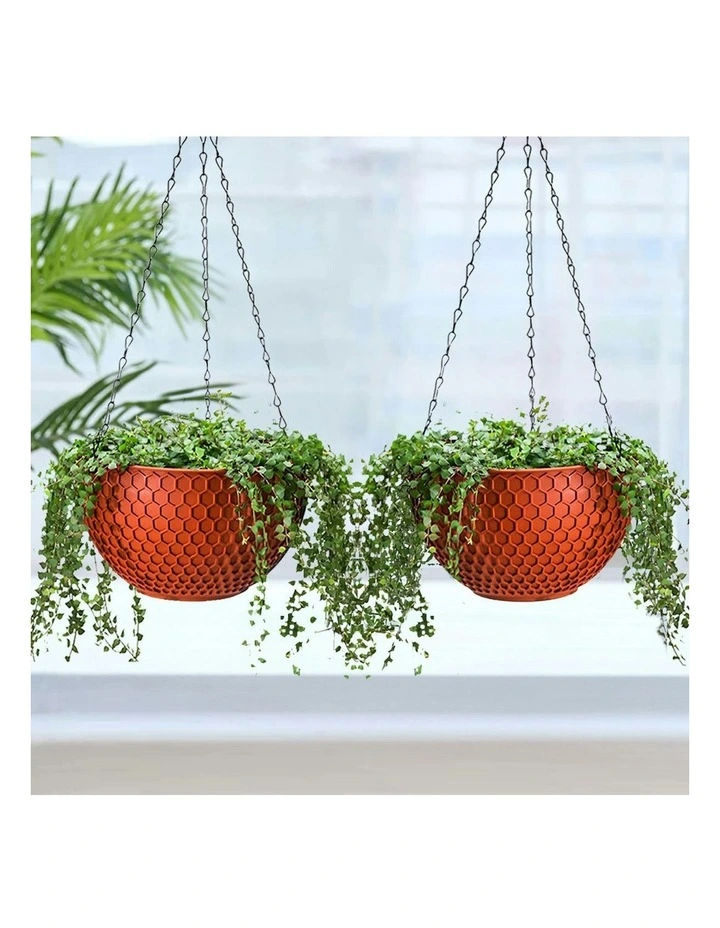 Large Hanging Resin Flower Pot in Red image 4