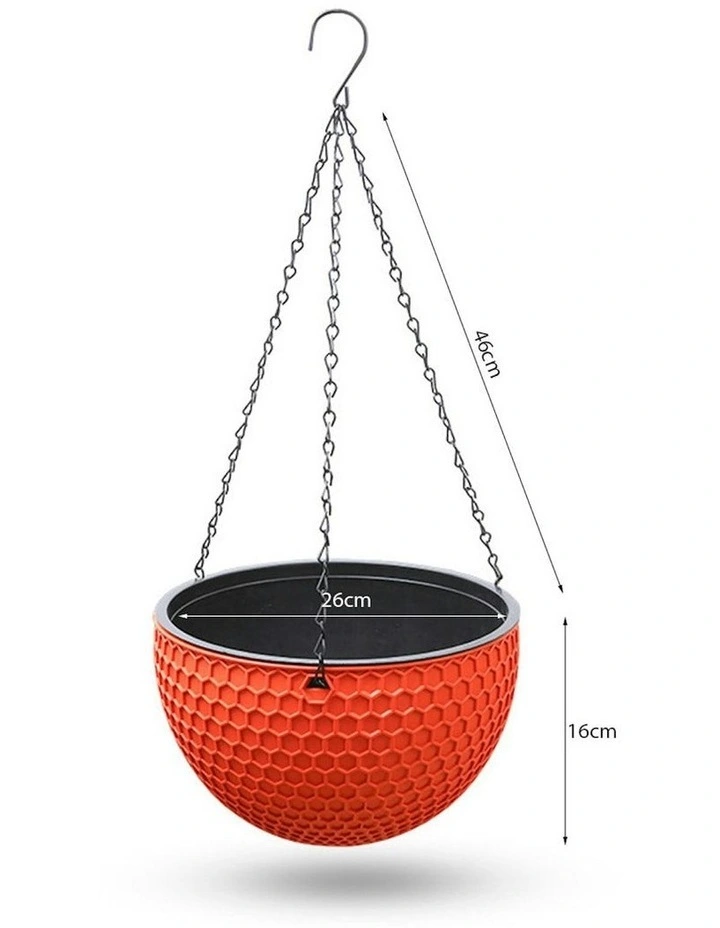 Large Hanging Resin Flower Pot in Red image 5