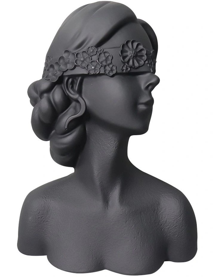 Blindfold Lady Resin Sculpture 36cm in Black image 1