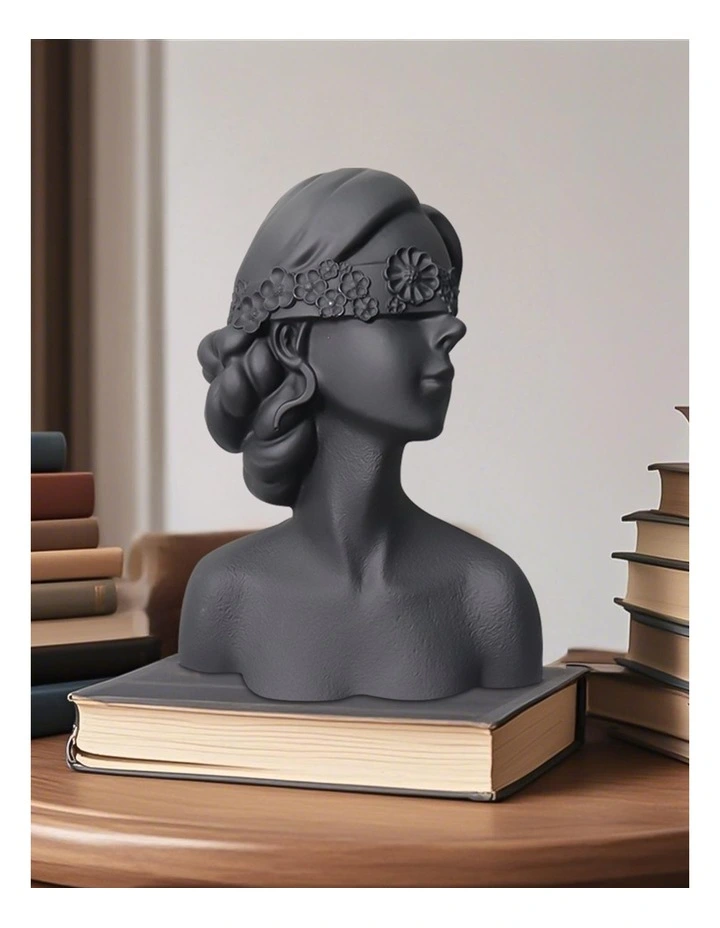 Blindfold Lady Resin Sculpture 36cm in Black image 2