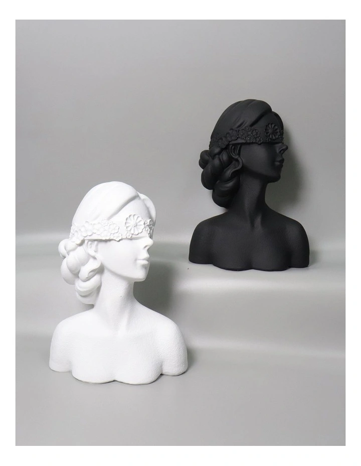 Blindfold Lady Resin Sculpture 36cm in Black image 3