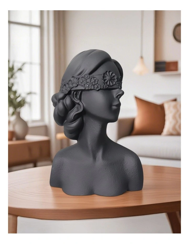 Blindfold Lady Resin Sculpture 36cm in Black image 4
