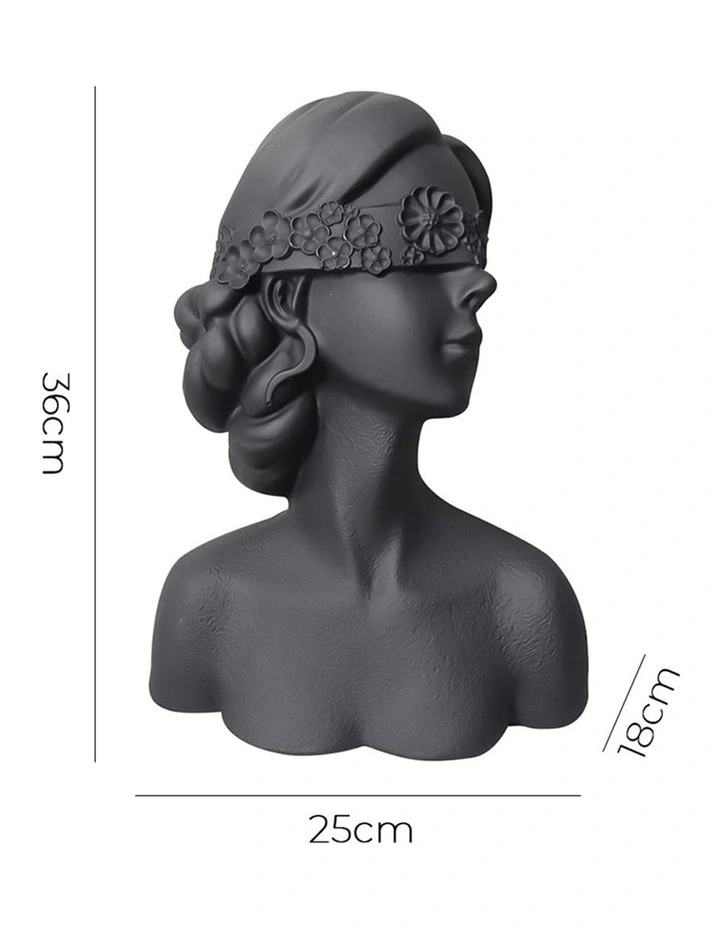 Blindfold Lady Resin Sculpture 36cm in Black image 5