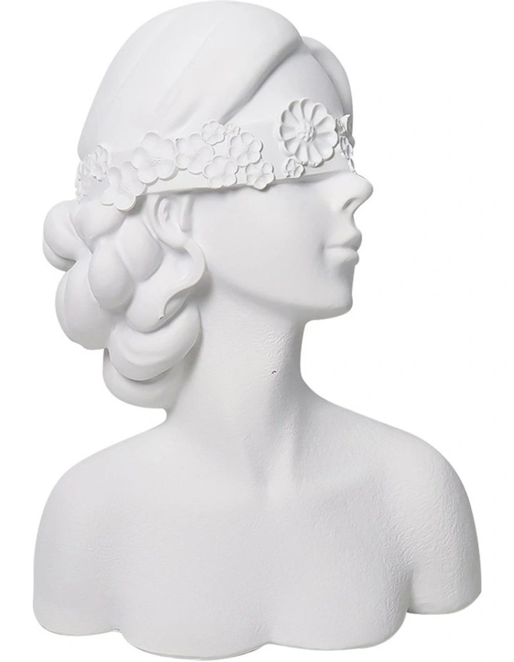 Blindfold Lady Resin Sculpture 36cm in White image 1