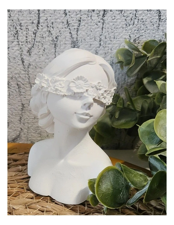 Blindfold Lady Resin Sculpture 36cm in White image 2