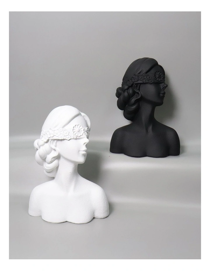 Blindfold Lady Resin Sculpture 36cm in White image 3