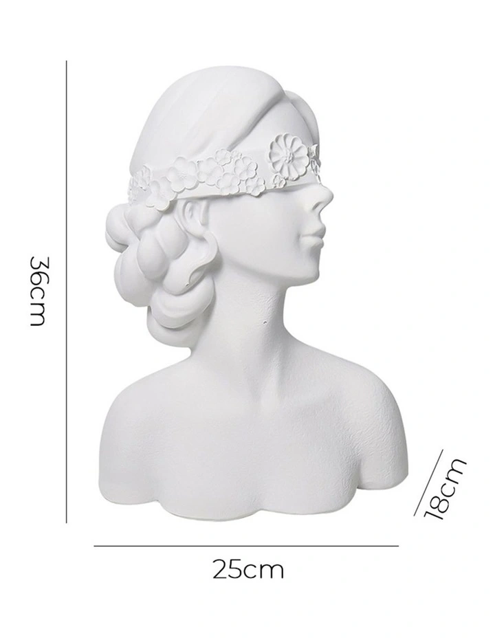 Blindfold Lady Resin Sculpture 36cm in White image 5