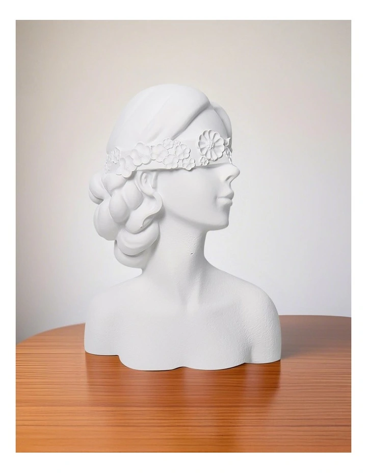 Blindfold Lady Resin Sculpture 36cm in White image 6