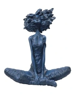 Abstract Yoga Girl Resin Sculpture 59cm in Blue