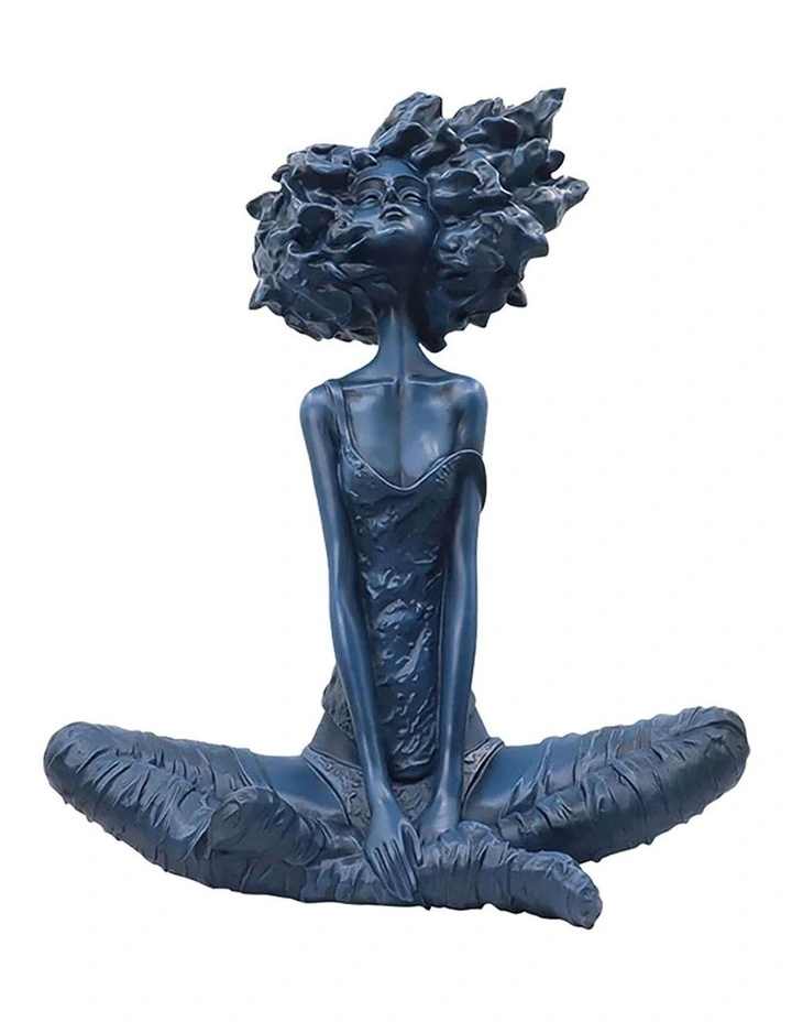 Abstract Yoga Girl Resin Sculpture 59cm in Blue image 1