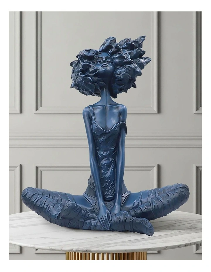 Abstract Yoga Girl Resin Sculpture 59cm in Blue image 2