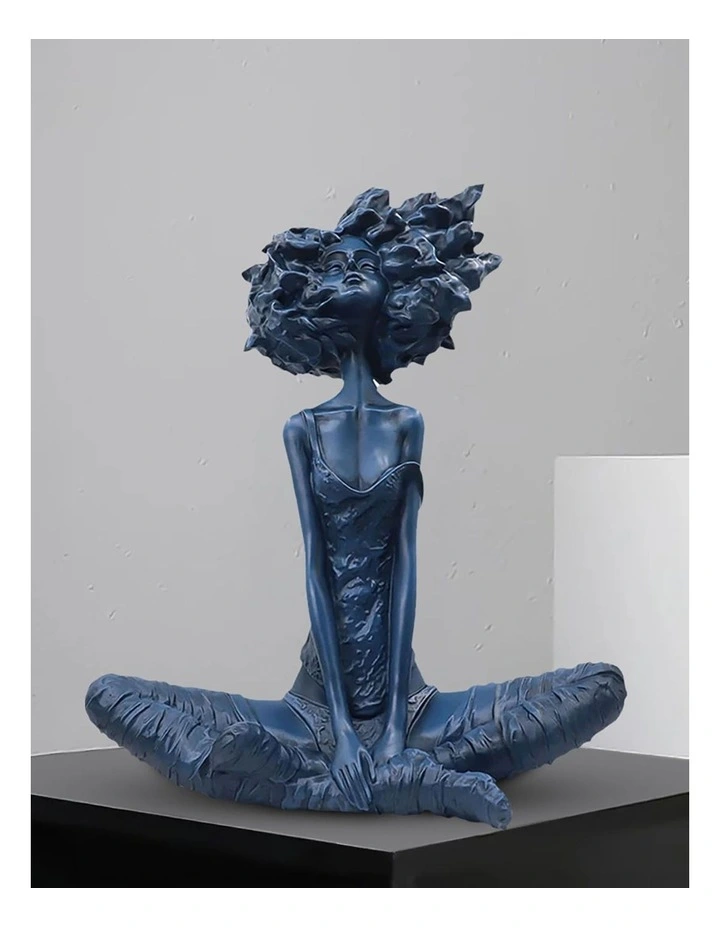 Abstract Yoga Girl Resin Sculpture 59cm in Blue image 3