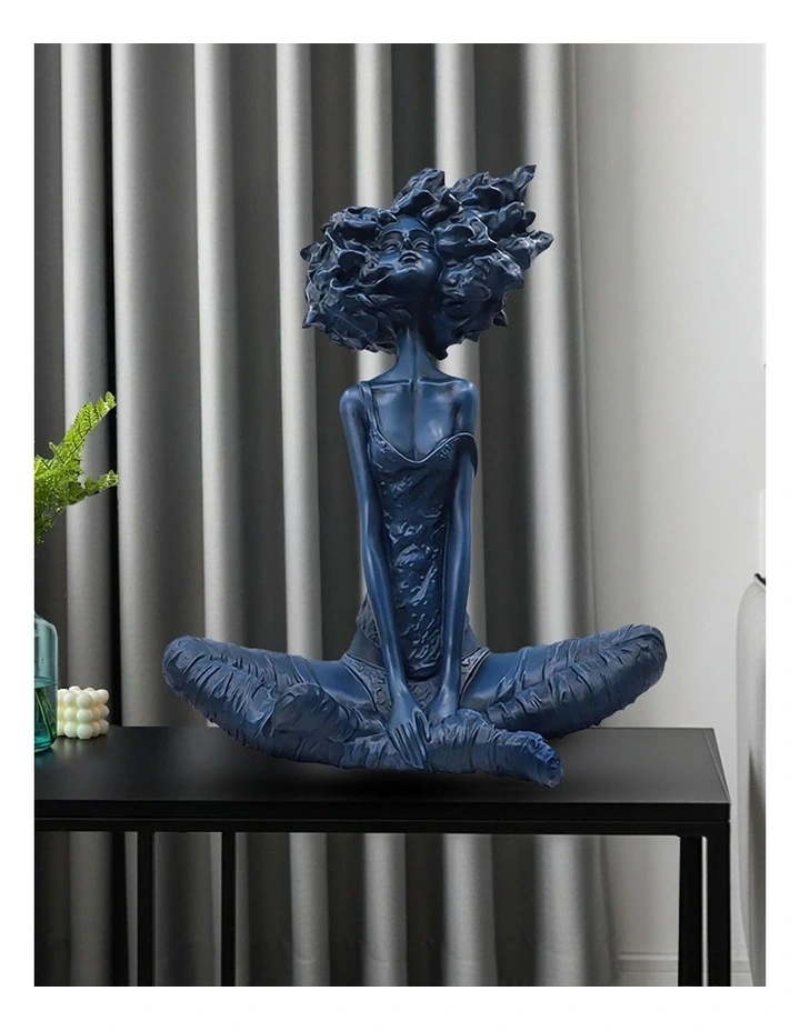 Abstract Yoga Girl Resin Sculpture 59cm in Blue image 4