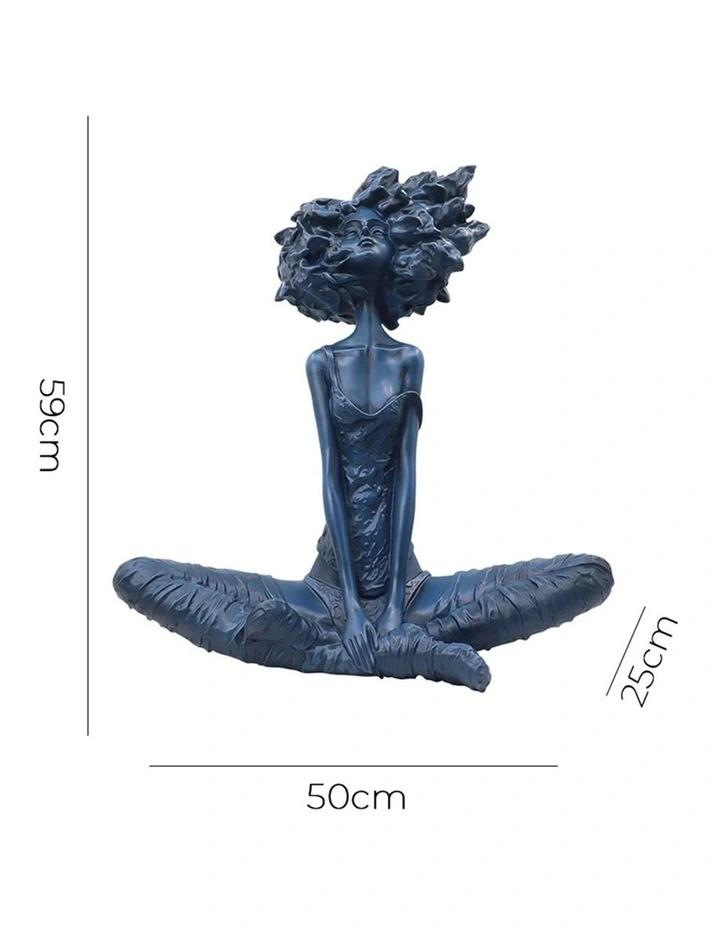 Abstract Yoga Girl Resin Sculpture 59cm in Blue image 5