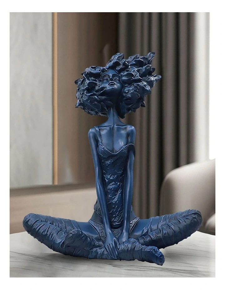 Abstract Yoga Girl Resin Sculpture 59cm in Blue image 6