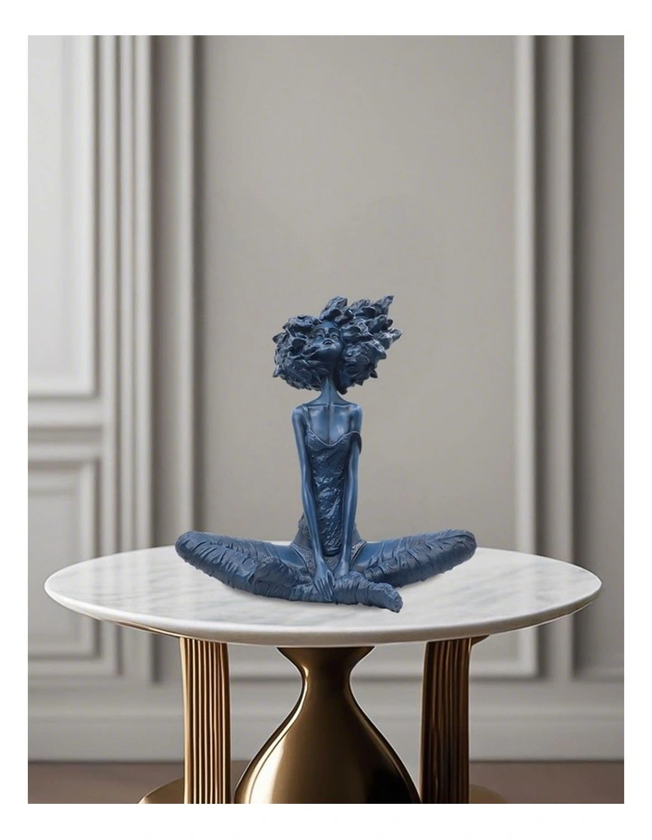 Abstract Yoga Girl Resin Sculpture 59cm in Blue image 7