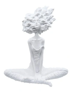 Abstract Yoga Girl Resin Sculpture 59cm in White