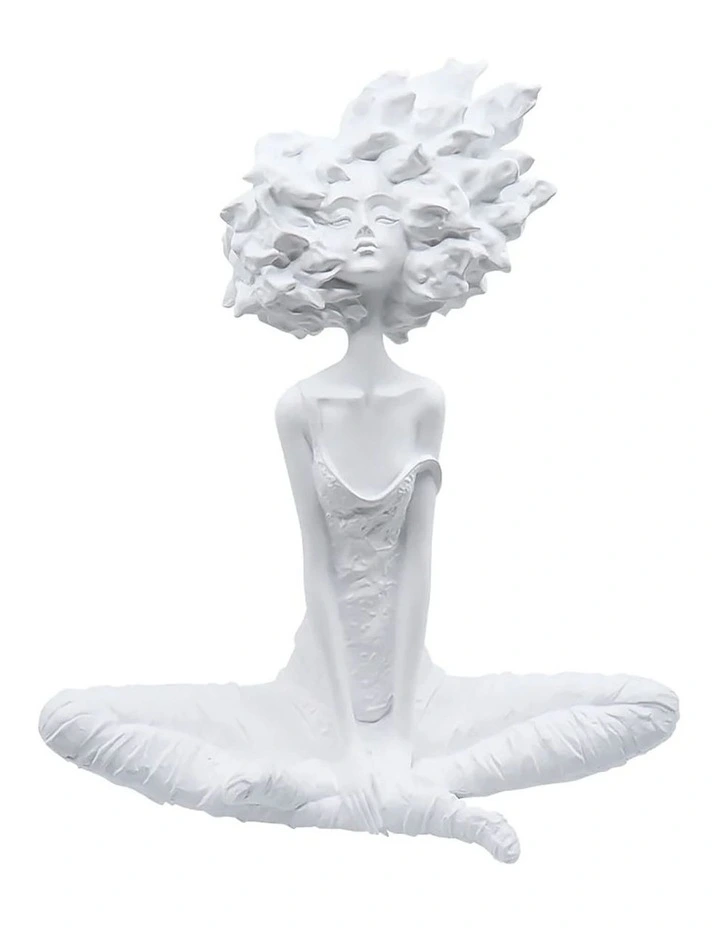 Abstract Yoga Girl Resin Sculpture 59cm in White image 1