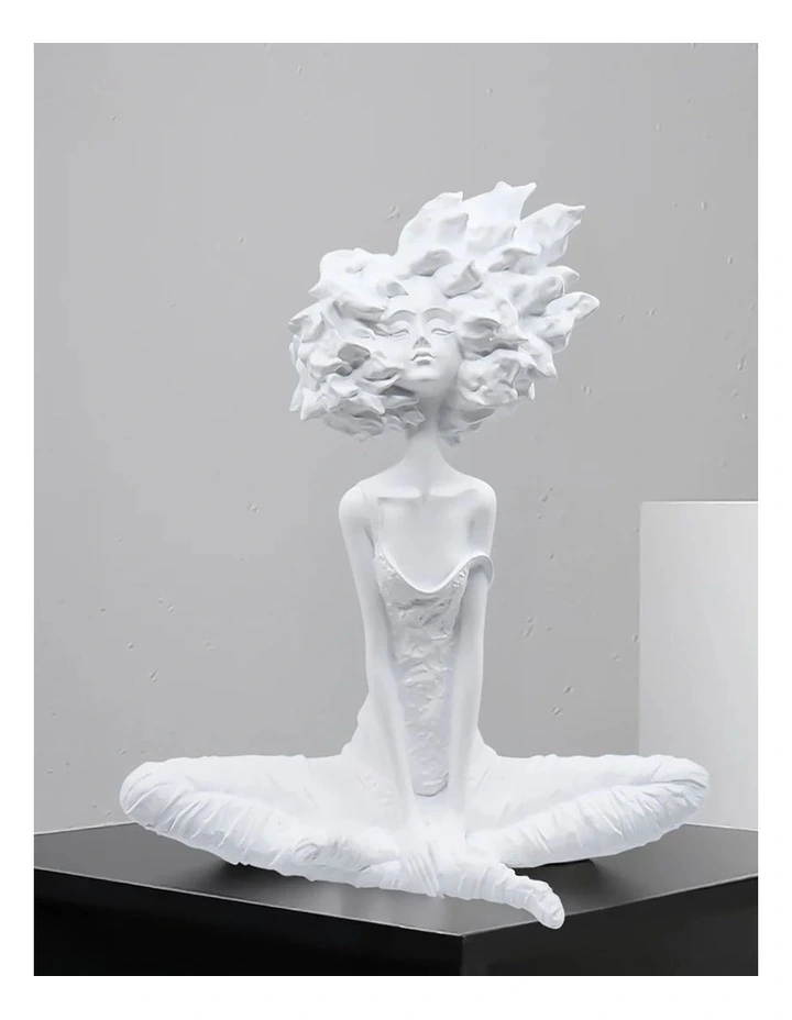 Abstract Yoga Girl Resin Sculpture 59cm in White image 3
