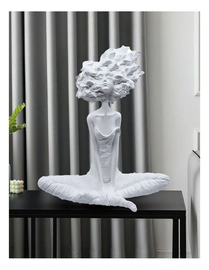 Abstract Yoga Girl Resin Sculpture 59cm in White image 4