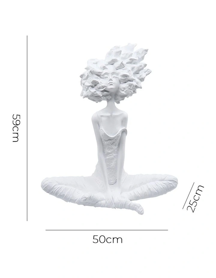 Abstract Yoga Girl Resin Sculpture 59cm in White image 5