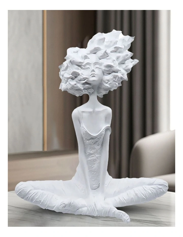 Abstract Yoga Girl Resin Sculpture 59cm in White image 6