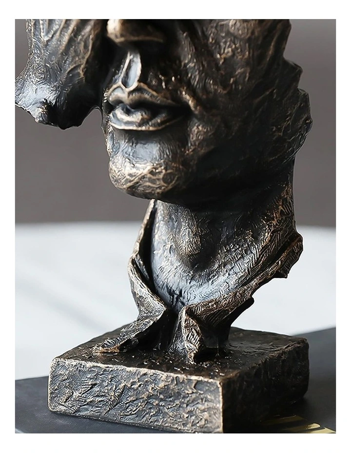 Covered Eyes Face Design Resin Sculpture 30cm in Black image 6