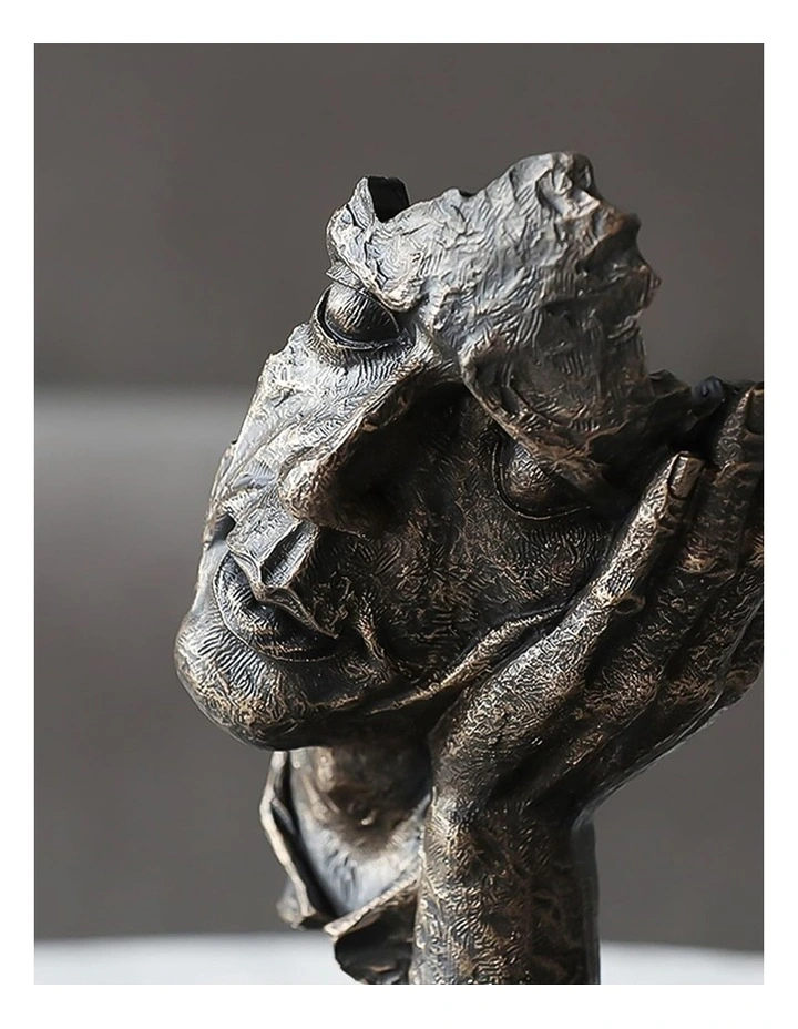 Face on Hand Design Resin Sculpture 29cm in Black image 4