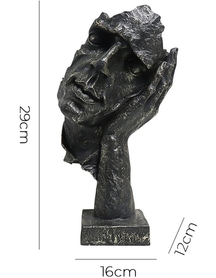 Face on Hand Design Resin Sculpture 29cm in Black image 5