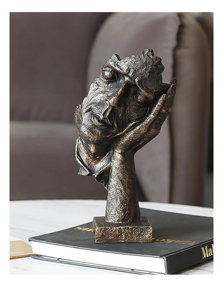 Face on Hand Design Resin Sculpture 29cm in Black image 6
