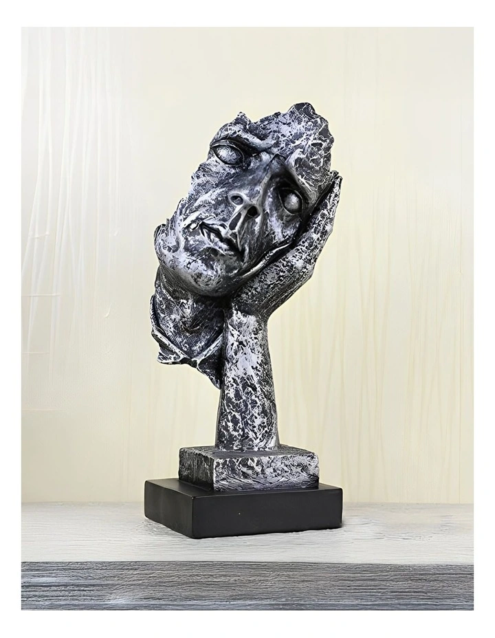 Face on Hand Design Resin Sculpture 29cm in Black image 7