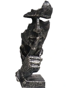 Silent Shush Face Design Resin Sculpture 31cm in Black