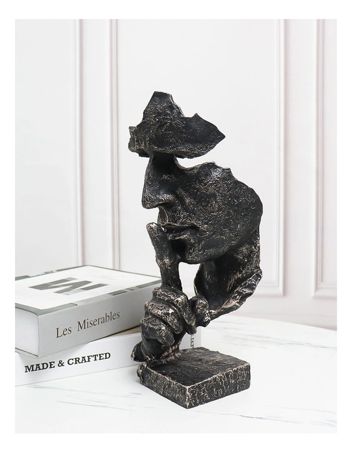 Silent Shush Face Design Resin Sculpture 31cm in Black image 2