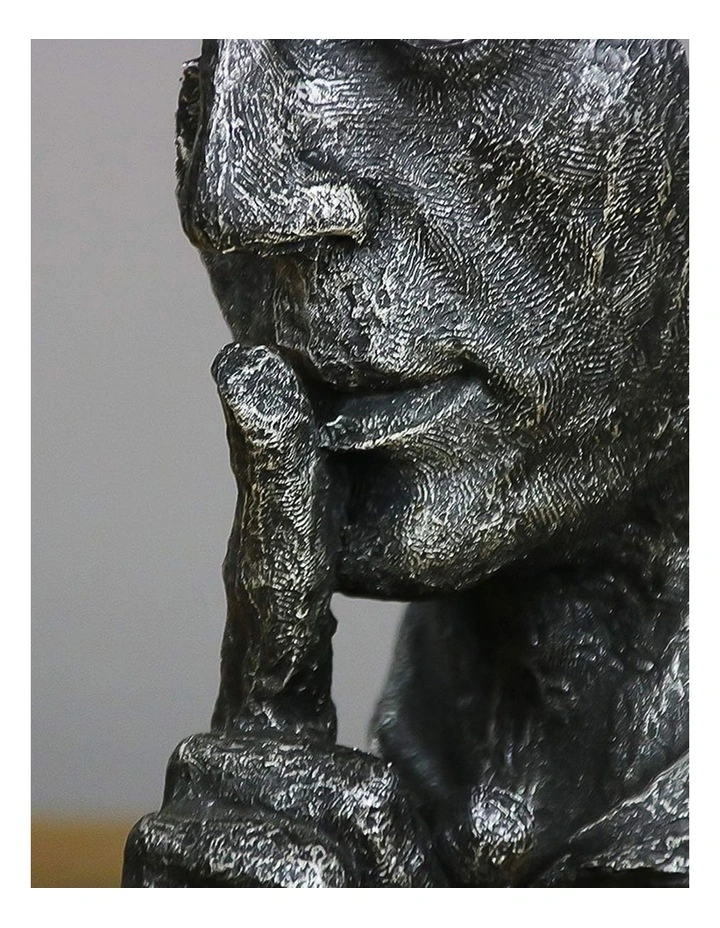 Silent Shush Face Design Resin Sculpture 31cm in Black image 4