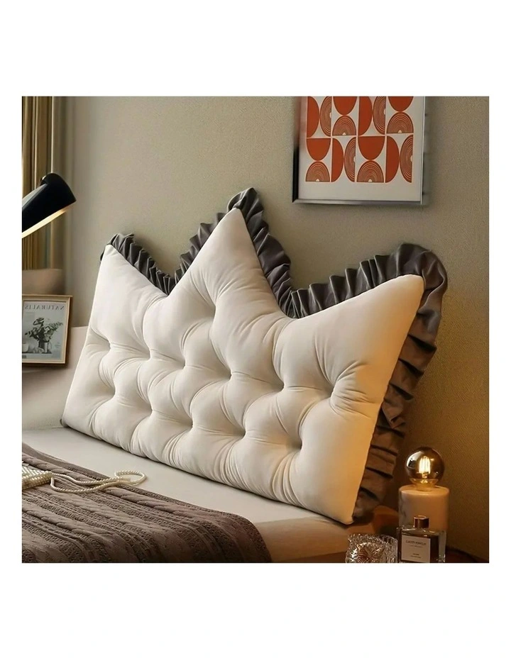 Tufted Crown Headboard Backrest Pillow 120cm in Cream image 7