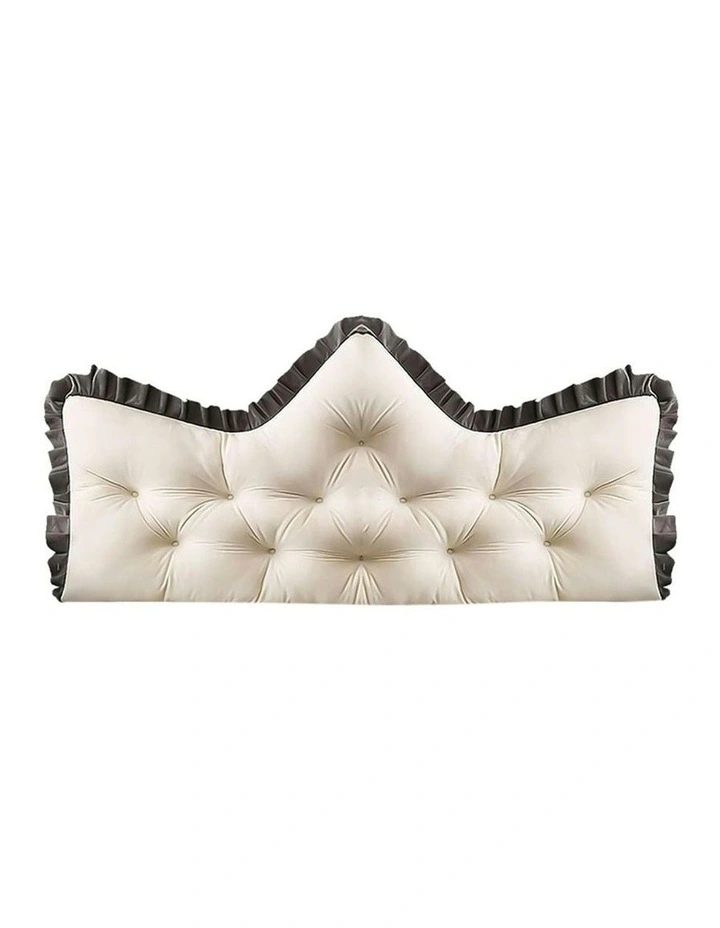 Tufted Crown Headboard Backrest Pillow 150cm in Cream image 1