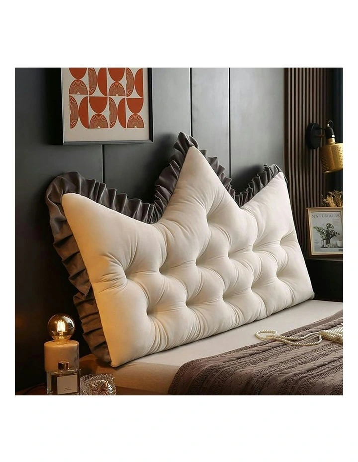 Tufted Crown Headboard Backrest Pillow 150cm in Cream image 2